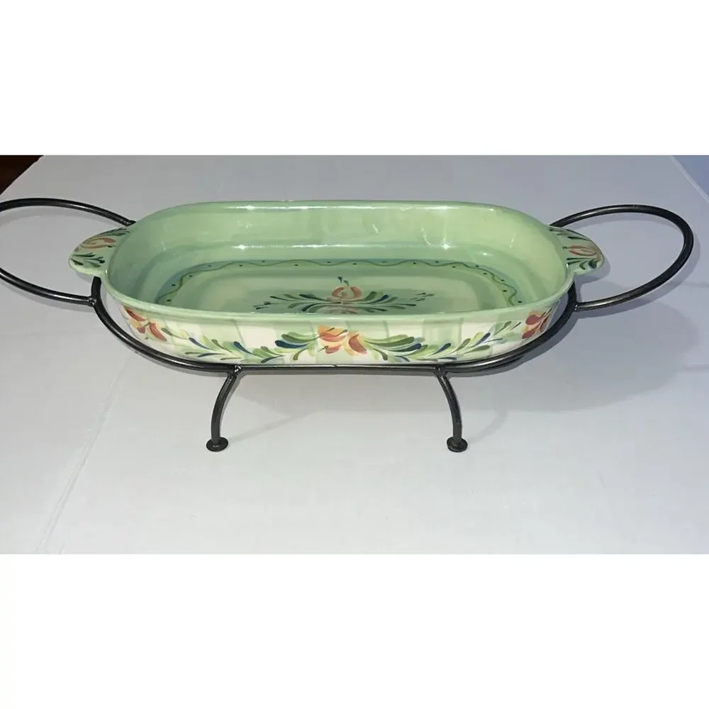 Black Cast Iron Casserole Dish Holder. Holds 8 x 13 casserole w rounded corners